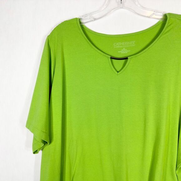 Catherines Plus Size 2X 22W 24W Top Green Suprema Collection Keyhole Neck 1494 - Picture 3 of 9